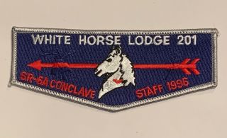 Order Of The Arrow White Horse Lodge 201 S3a Rare Staff Flap