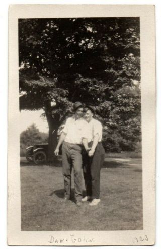 Two Good Looking Men Man Affectionate Romantic Hugging Vintage Snapshot Photo
