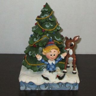 Traditions Jim Shore Christmas Decor Rudolph & Hermey Tree Holiday Figures 7 1/2