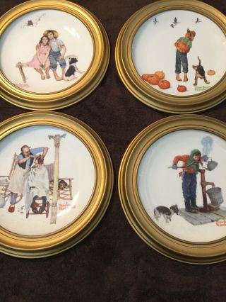 Norman Rockwell 1977 Limited Edition Four Seasons Plates Gorham China
