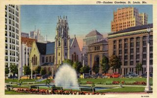 St.  Louis,  Missouri - A View Of The Sunken Gardens Downtown - In The 1940s