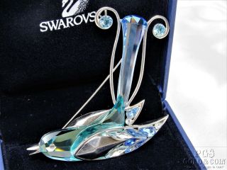 Signed Swarovski Bird Of Paradise Parrot Sterling Silver Pin/brooch W/box 13995