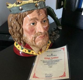 Royal Doulton Signed Large Toby Character Mug King Arthur D7055