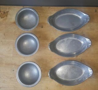 Vintage Carson Pewter Serving Bowl Or Dish Work Hand Quality Piece Set 6