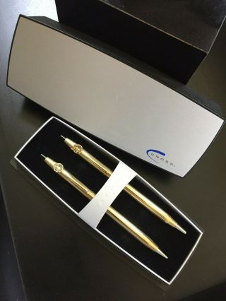 Fbi National Academy Cross 1/20 10k Gf Ballpoint Pen & Pencil Set Rare