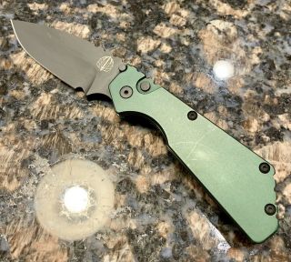 Strider,  Protech Pt Knife Dark Green 2.  75 " Black 154cm
