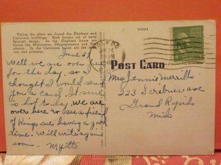 OHIO,  Toledo Plaza Pool & Carnivora House Zoo Park 1946 stamped Postcard 2