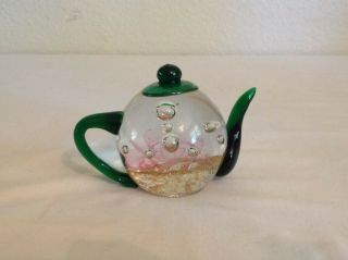 Glass Tea Pot Paperweight Heirloom - Dynasty Gallery - 5 " Long 3.  5 " Tall - 1.  5 Lbs.