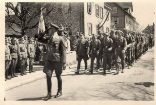Vintage Wii German Nazi Soldiers Marching War Snapshot Photo 2.  5 " X 3.  5 "