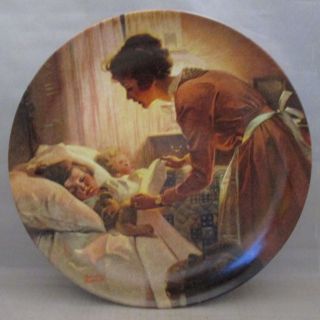Mother Tucking Children Into Bed Norman Rockwell Collector Plate 1999