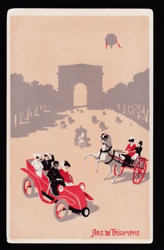 C1907 Artist Illustrated Visitors Arc De Triomphe Paris France Postcard