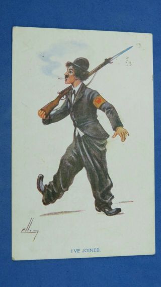 Ww1 Ellam Military Comic Postcard 1917 Charlie Chaplin Armlet Cinema I 
