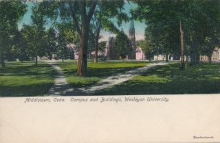 Middletown Ct – Wesleyan University Campus And Buildings – Hand Colored Pc - Udb