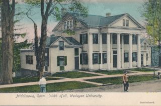 Middletown Ct – Wesleyan University Webb Hall – Hand Colored Postcard - Udb