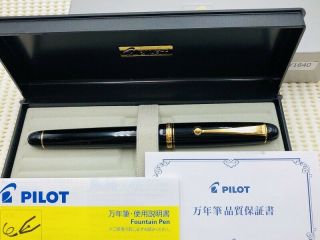 Y1640 Pilot Custom 74 Fountain Pen Black 14k Gold 585 W/converter F