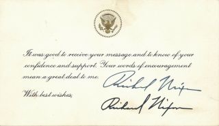 President Richard Nixon Signed Note On Presidential Letterhead