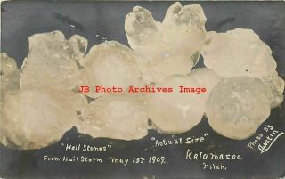 Mi,  Kalamazoo,  Michigan,  Rppc,  Hail Stones,  Hail Storm Of 1909,  Austin Photo