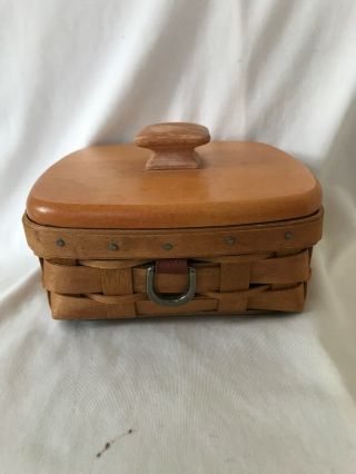 Longaberger Rich Brown Sort & Store Business Card Basket With Protector And Lid