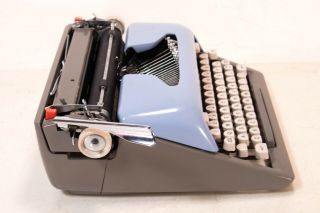 Vintage Royal Futura 800 Baby Blue Typewriter with Leather Case Needs TLC 7