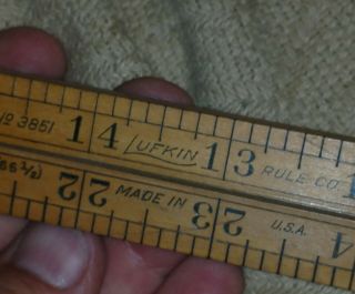 Vintage Lufkin Folding Wooden Ruler No.  3851 Brass,  wood 36 