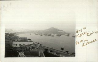 Macau Macao China Bay - Fort In Distance C1910 Real Photo Postcard