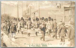Butler Nj Main Street 1908 Labor Day Parade Antique Real Photo Postcard Rppc