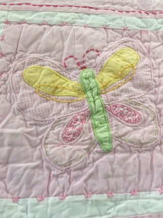 POTTERY BARN KIDS HAND CRAFTED APPLIQUE FLOWERS PATCHWORK QUILT 88 