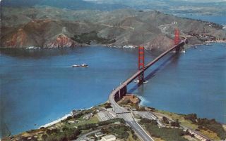Postcard Ca Aerial View Golden Gate Bridge San Francisco Vintage California Pc