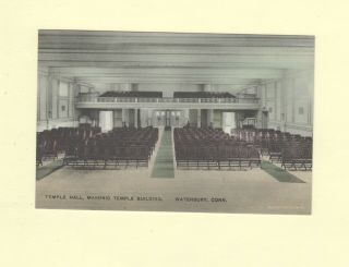 Ct Waterbury 1908 - 29 Vintage Postcard Masonic Hall Temple Hall Conn