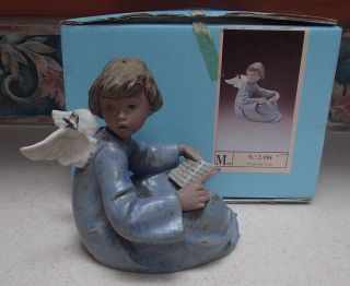 Lladro 2184 / 12184 " Angel And Friend " Angel With Butterfly Gres - Mib,  Rv$330