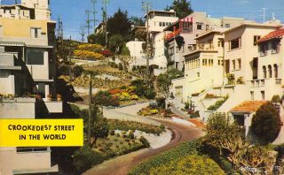 Postcard Ca Lombard Street San Francisco Crookedest Street Vintage California Pc