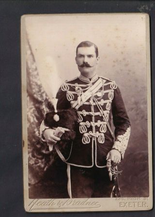 Cabinet Card - Cavalry Officer In Uniform - Heath & Bradner,  Exeter