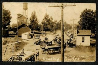 Paw Paw,  Michigan,  Grape Loaded Wagons At Scales,  1912 Rppc Postcard