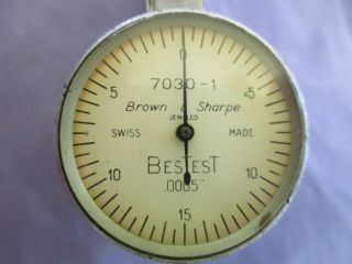 VIN BROWN & SHARPE NO 7030 - 1.  0005 BEST TEST DIAL INDICATOR.  JEWELED IN ORIG BOX 2