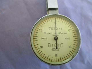 VIN BROWN & SHARPE NO 7030 - 1.  0005 BEST TEST DIAL INDICATOR.  JEWELED IN ORIG BOX 8