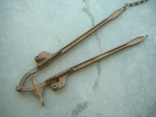 REX NOVELTY CO ANTIQUE CAST IRON BARBED WIRE FENCE STRETCHER SPLICER TOOL RANCH 5