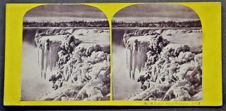 Stereo View Flat Yellow Mount Niagara Falls Ny Table Rock In Winter By Jj Reilly