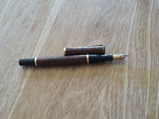 Vintage Waterman 18k 750 Gold Screw Cap Fountain Pen Black/brown Made In France