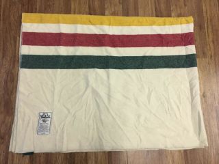 56.  5 " X 75 " - Vtg Woolrich Striped Wool Blanket Made Usa