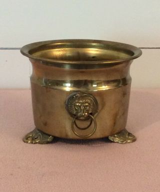 Vintage Brass Copper Flower Floor Planter Pot Tub Lion Head Handles