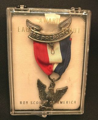 Vintage Sterling Silver Boy Scout Eagle Award Plastic Display Case