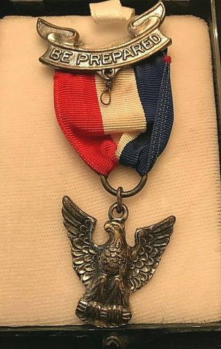 Vintage Sterling Silver Boy Scout Eagle Award Plastic Display Case 2