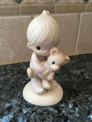 1978 Jesus Loves Me Precious Moments Figurine No.  E - 1372/b Boy With Teddy Bear