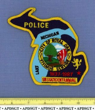 Royal Oak Sesquicentennial Michigan Sheriff Police Patch State Shape Lake