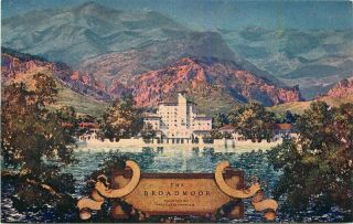 Colorado Springs The Broadmoor Hotel Maxfield Parrish Art Advertising Postcard