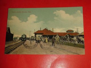 Zn530 Vintage 1911 Postcard Union Station Railroad Marion Ohio