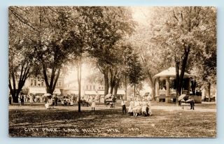 Lake Mills,  Wi - Scarce Early 1900s Ll Cook Rppc - Crowded City Park Scene - S5