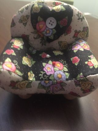 Mary Engelbreit Chair Pin Cushion Black And White Flowers