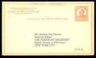 1926 American Architect Survey Card 3c Cent Mckinley Postal Card York Nyc Ny