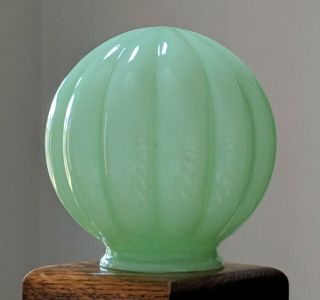 Vtg Art Deco Era Green Glass Shade Globe Frankart Nuart Type Lamps 3 1/8 " Fitter